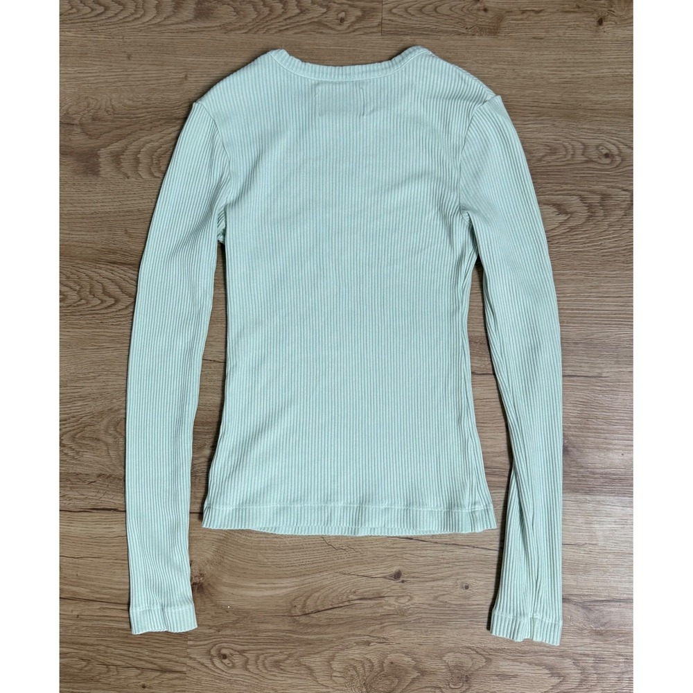 Citizens of Humanity Ribbed Long Sleeve Bina Crewneck Top in Pistachio Size S - Picture 5 of 9